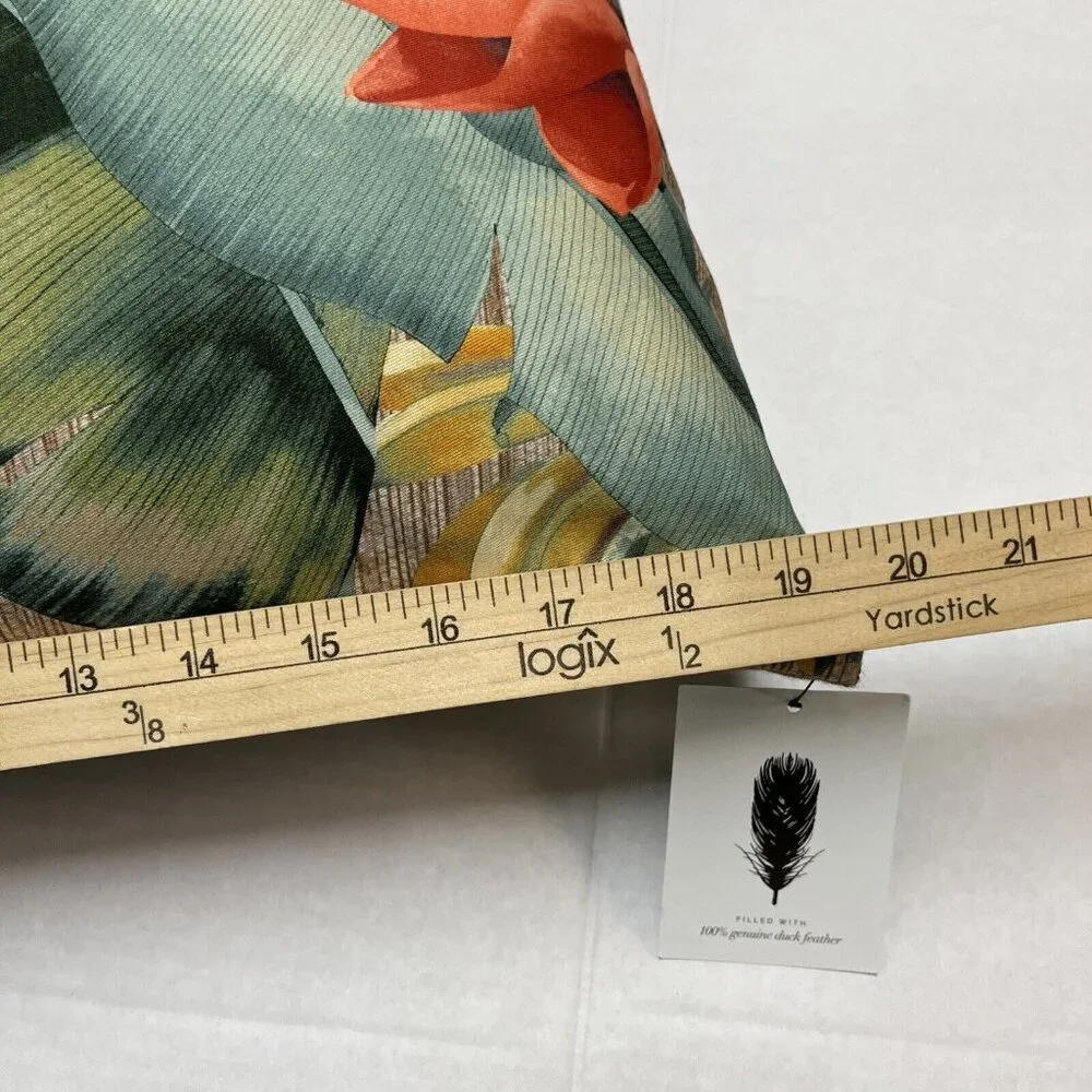 Canvas Throw Pillow Tropical Floral‎ Hibiscus Beach Set Of 2 Duck Feather Filled